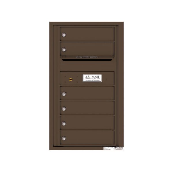 4C08S-06 6 Tenant Door 8 High Single Column 4C Front Loading Mailbox