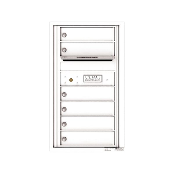 4C08S-06 6 Tenant Door 8 High Single Column 4C Front Loading Mailbox